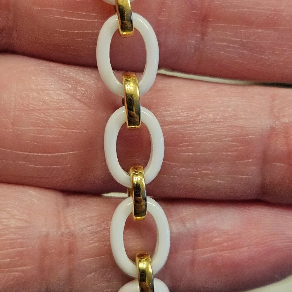 RARE MONICA RICH KOSANN AUDREY WHITE CERAMIC 18K GOLD 18